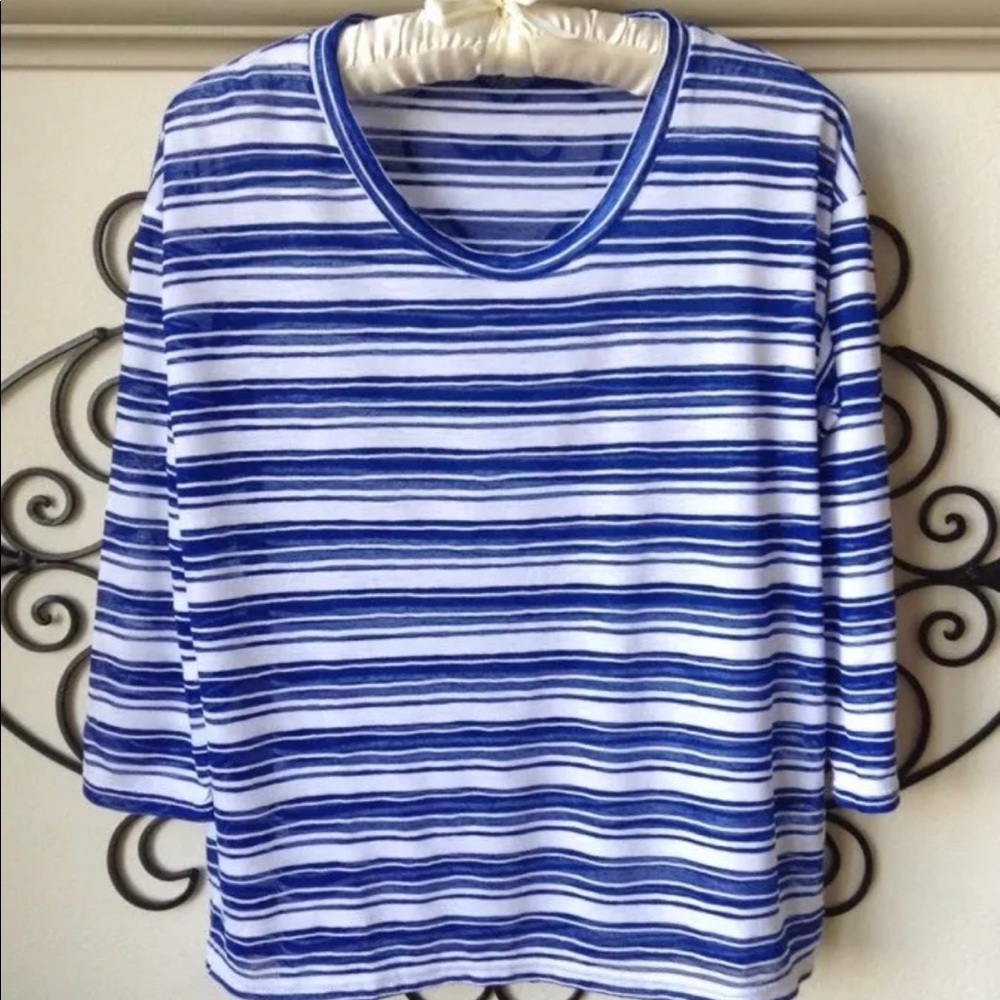{tl} the letter semi sheer striped top S